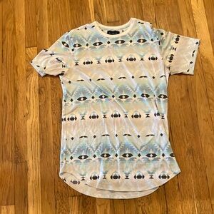 PacSun blue grey white multi color tribal pattern men’s t-shirt size large